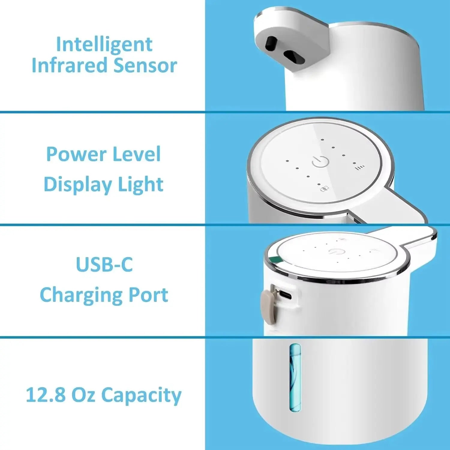 NEW 380ML Automatic Foam Soap P11 Dispenser Bathroom Smart Washing Hand Machine with USB Charging ABS 4 Level Adjustable