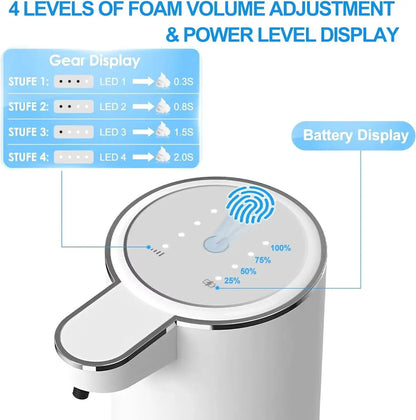 NEW 380ML Automatic Foam Soap P11 Dispenser Bathroom Smart Washing Hand Machine with USB Charging ABS 4 Level Adjustable