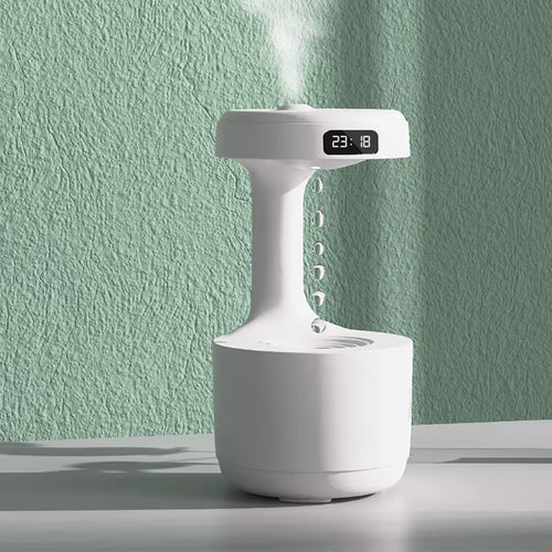 Anti Gravity Humidifier with LED Clock Display,Floating Water Droplet Humidifier - for Home Deco